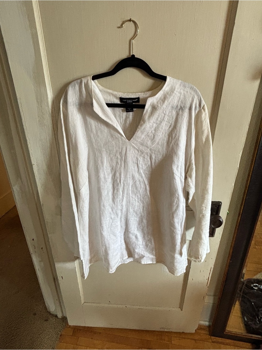 Saint Tropez West White Linen Split V-Neck Tunic